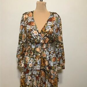 SHEIN Floral Wrap Mini Dress - Multicolor